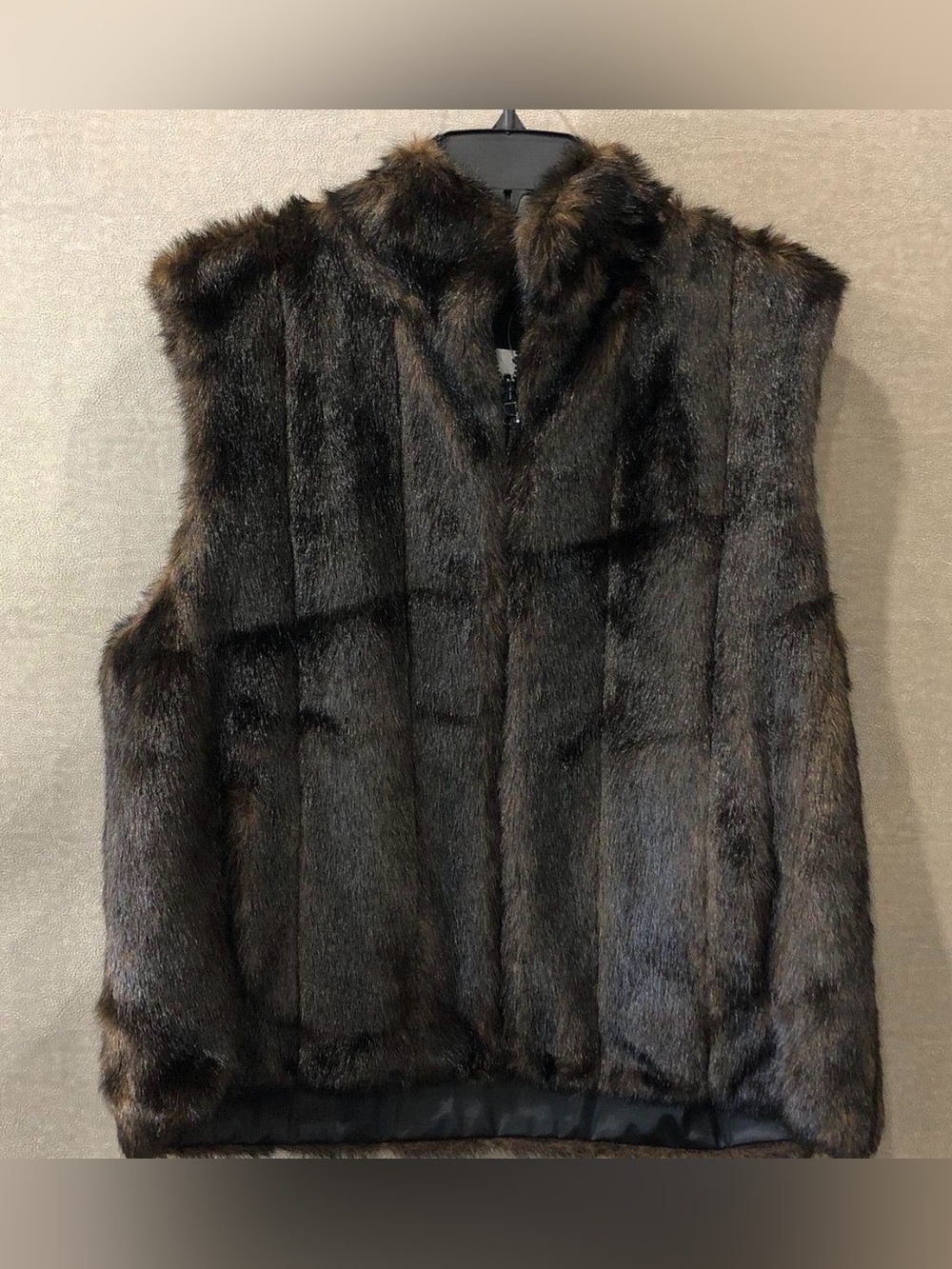 Giacca Gallery Women Reversible Faux Fur Vest Brown XL Mock Neck Zip Up NWT